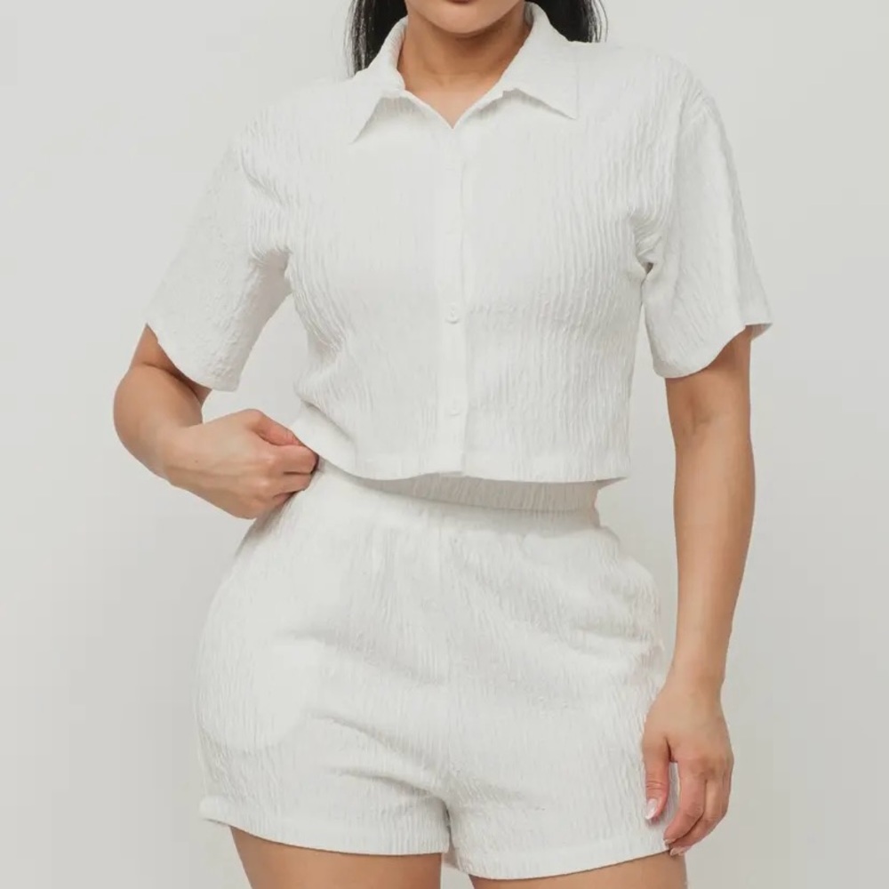 Front Button Down Top and Shorts Set